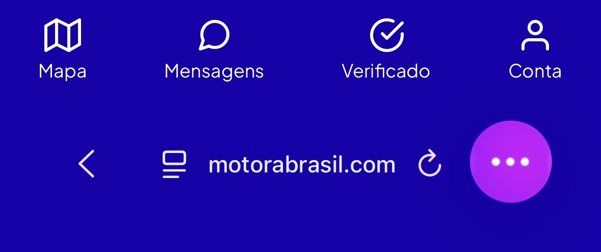 Tela do Safari acessando o site motorabrasil.com
